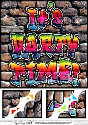 8 x 8 Graffiti Party Time Scalloped Corner Topper