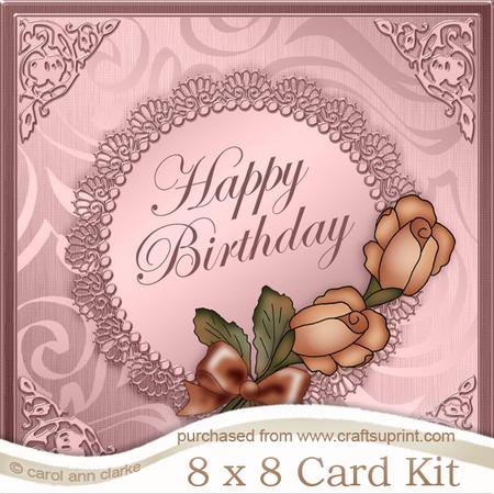8 x 8 Roses and Metallic Lace Kit with 3D Decoupage