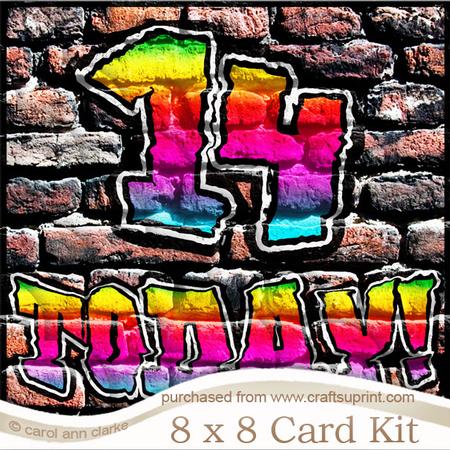 8 x 8 Graffiti 14th Birthday Kit with Scalloped Corners
