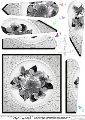 Flowers and Pearls Quick Card with Fan Pyramage Topper