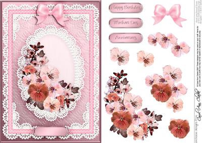 A5 Spring Flowers and Lace Quick Card with 3D Decoupage