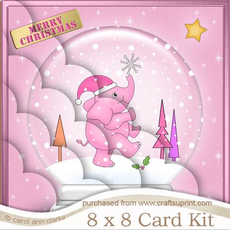 8 x 8 Baby Elephant Snowglobe Kit with Scalloped Corners