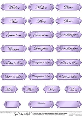 Female Metallic Relations Greetings Text Plates