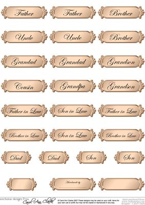 Male Metallic Relations Greetings Text Plates