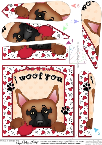 Fan Pyramage Topper - Love, Romance, Valentine- Little German Shepherd Dog