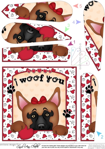 Fan Pyramage Topper - Love, Romance, Valentine- Little German Shepherd Dog