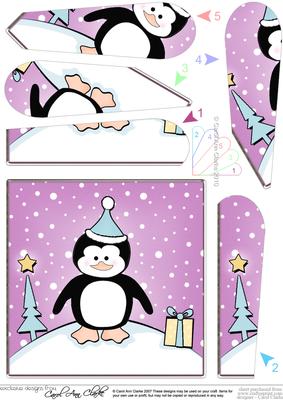 Cute Xmas Penguin Quick Card with Fan Pyramage Topper