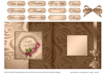 Roses and Metallic Lace Fold Back Card