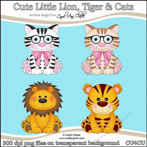 Cute Little Lion, Tiger & Cats - CU4CU Digital Clip Art Set