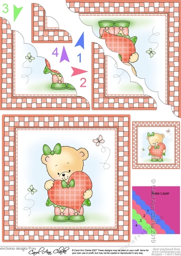 Hunney Bear Rosies Heart - Scalloped Corner Stacker
