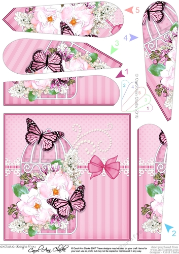 Pretty Flowers & Butterfly Birdcage Fan Pyramage Topper