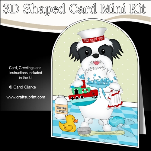 3D Shaped Card Kit - Bathtub Buddies - Little Shih Tzu Dog