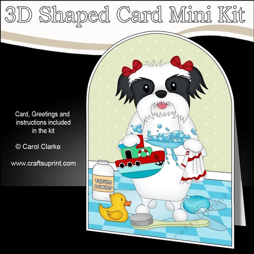 3D Shaped Card Kit - Bathtub Buddies - Little Shih Tzu Dog