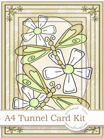 A4 Dreamy Dragonflies in Lime Tunnel Card Kit