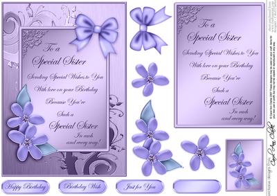 Metallic Special Sister Birthday with 3D Decoupage