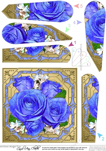 Pretty Flowers on Gold Frame - Fan Pyramage Topper