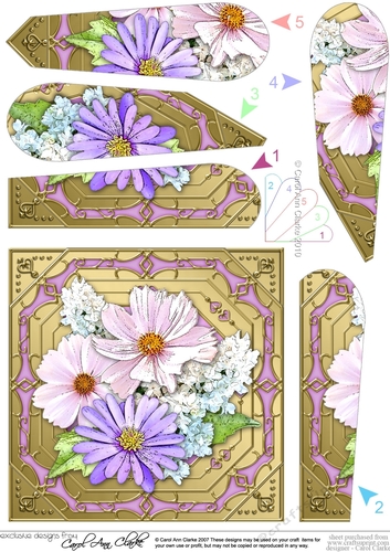 Pretty Flowers on Gold Frame - Fan Pyramage Topper