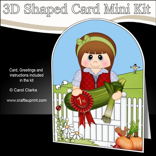 3D Shaped Card  Kit - In the Garden - Village Show Vegetable 1st Prize Young Woman