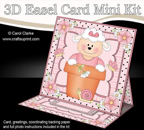 3D Easel Card Mini Kit - Flowerpot Friends - Cute Little Lamb