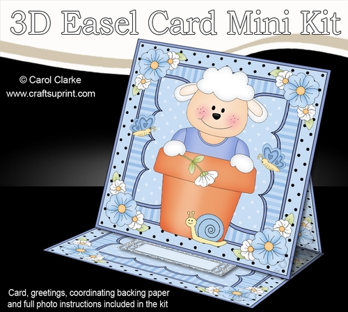 3D Easel Card Mini Kit - Flowerpot Friends - Cute Little Lamb