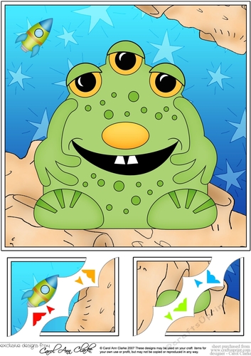 8 x 8 Cute Little Alien Scalloped Corner Topper 