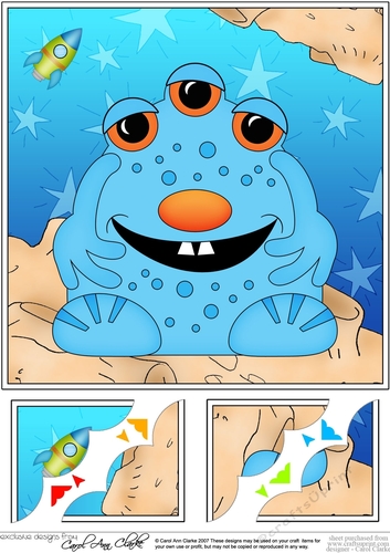 8 x 8 Cute Little Alien Scalloped Corner Topper 