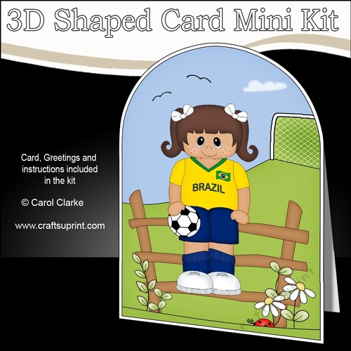 3D Shaped Card Kit - Little Footballer Plays for Brazil