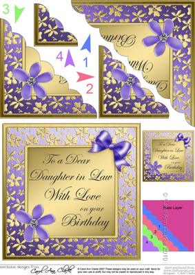 Floral Daughter in Law Birthday Scallop Corner Side Stacker