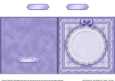 Square Pearls, Lace and Ribbon Plain Card Base Portrait Form