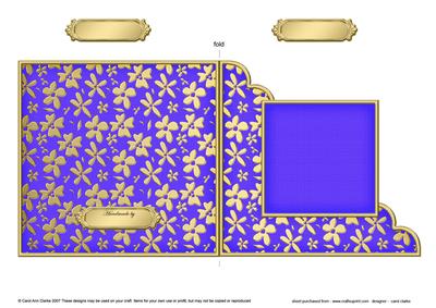Gold Floral Cut and Fold Corner Card Plain Card Base