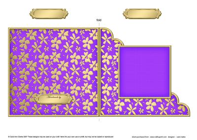 Gold Floral Cut and Fold Corner Card Plain Card Base