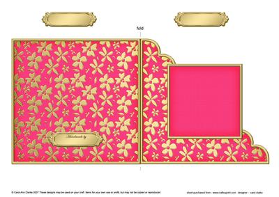 Gold Floral Cut and Fold Corner Card Plain Card Base