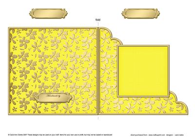 Gold Floral Cut and Fold Corner Card Plain Card Base