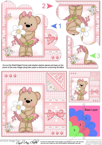 Cute Little Livvy Bear & Lace Shell Edged Corner Side Stacker