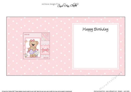 Cute Little Livvy Bear & Lace square landscape insert