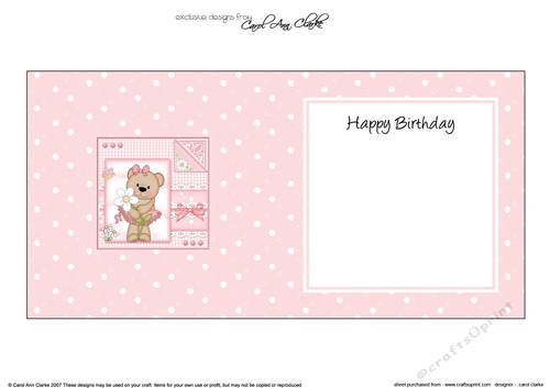 Cute Little Livvy Bear & Lace square landscape insert
