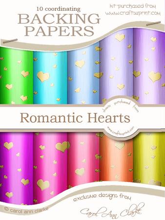 Metallic Romantic Hearts Matching Backing Paper Kit