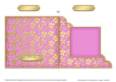 Gold Floral Cut and Fold Corner Card Plain Card Base