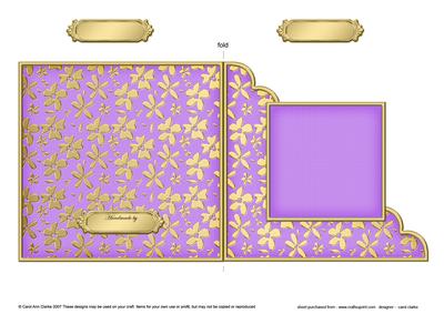 Gold Floral Cut and Fold Corner Card Plain Card Base