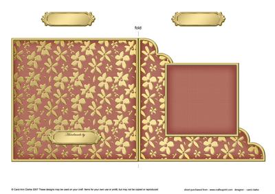 Gold Floral Cut and Fold Corner Card Plain Card Base