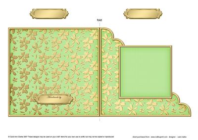 Gold Floral Cut and Fold Corner Card Plain Card Base