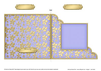 Gold Floral Cut and Fold Corner Card Plain Card Base