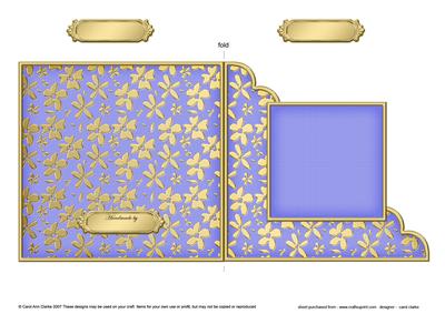 Gold Floral Cut and Fold Corner Card Plain Card Base