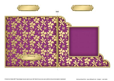 Gold Floral Cut and Fold Corner Card Plain Card Base