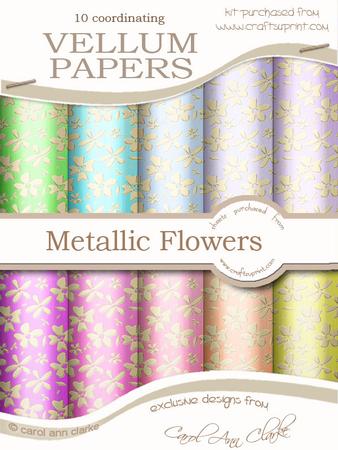 Gold Metallic Flowers Matching Vellum Kit