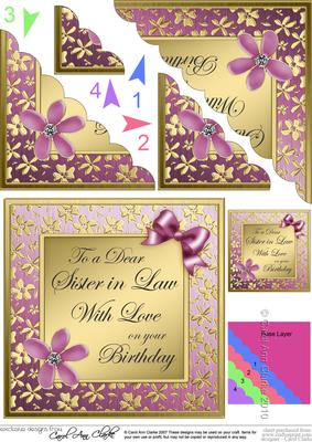 Floral Sister in Law Birthday Scallop Corner Side Stacker