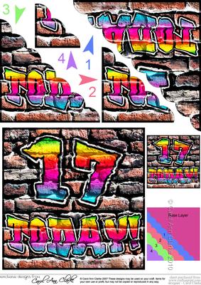 Graffiti 17 Today! Scallop Corner Side Stacker Topper