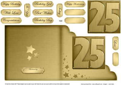25th Metallic Age Cut and Fold Corner Card