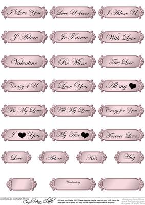 Metallic Love and Romance Greetings Text Plates