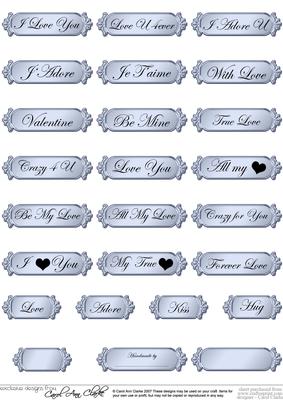 Metallic Love and Romance Greetings Text Plates